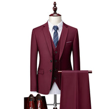 Load image into Gallery viewer, 3 Piece Suit Jacket Pants &amp; Vest Business Formal Men's