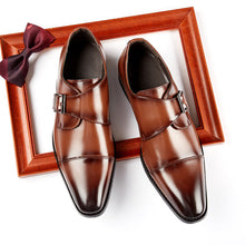 Load image into Gallery viewer, British Style Monk Strap Leather Shoes Men's