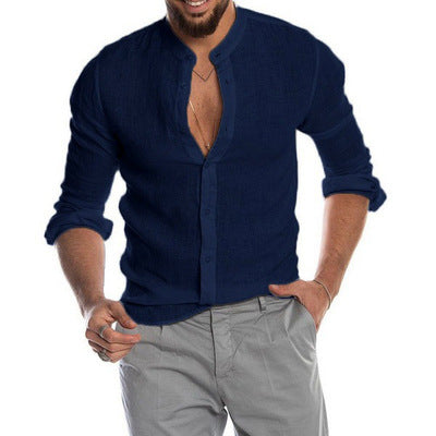 Cotton Linen Shirt Short Sleeve Casual Men's