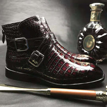 Load image into Gallery viewer, Crocodile Ankle Boots Handmade Dress Shoes Men's
