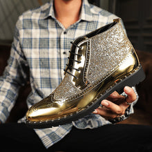 Load image into Gallery viewer, Boots Gold Wedding Dress Shoes Men's