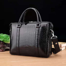 Load image into Gallery viewer, Crocodile belly Briefcase Handmade Business Laptop Bag Men's