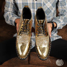 Load image into Gallery viewer, Boots Gold Wedding Dress Shoes Men's