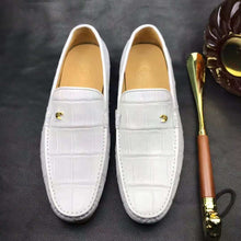 Load image into Gallery viewer, White Crocodile Leather Loafers Handmade Dress Shoes Men's