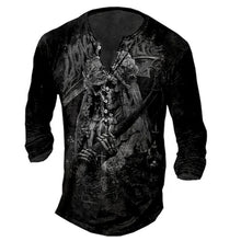 Load image into Gallery viewer, Skull Henley Print Long Sleeve Tshirts Men's