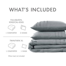 Load image into Gallery viewer, King size Pleated Pre-Washed Microfiber Comforter Set in Blue Grey