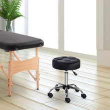 Load image into Gallery viewer, Black Button Tufted Adjustable Rolling Massage Swivel Salon Stool