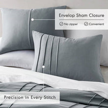 Load image into Gallery viewer, Twin/Twin XL Pleated Pre-Washed Microfiber Comforter Set in Blue Grey