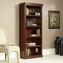 Load image into Gallery viewer, 71-inch High 5-Shelf Wooden Bookcase in Cherry Finish