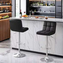 Load image into Gallery viewer, Set of 2- Black Faux Leather Barstool with Low Back Swivel Seat