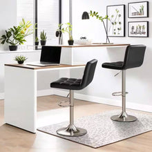 Load image into Gallery viewer, Set of 2- Black Faux Leather Barstool with Low Back Swivel Seat