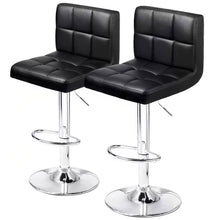Load image into Gallery viewer, Set of 2- Black Faux Leather Barstool with Low Back Swivel Seat