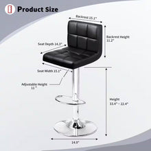 Load image into Gallery viewer, Set of 2- Black Faux Leather Barstool with Low Back Swivel Seat