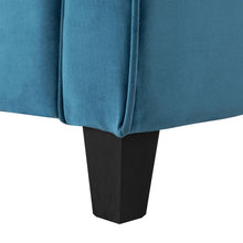 Load image into Gallery viewer, Modern 3-Seater Upholstered Sofa in Blue Microfiber with Button Tufted Cushions