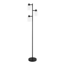 Load image into Gallery viewer, Modern 3-Light Floor Lamp in Black Metal Finish with White Plastic Shades