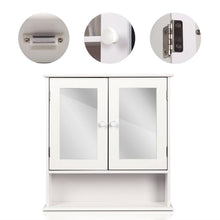 Load image into Gallery viewer, White 2-Door Mirrored Medicine Cabinet with Open Shelf