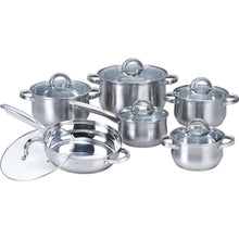 Load image into Gallery viewer, 12-Piece Stainless Steel Cookware Set with Casseroles Frying Pan and Saucepan