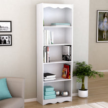Load image into Gallery viewer, White 72-inch High Bookcase with Soft Arches and 5 Shelves