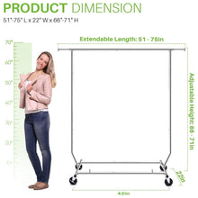 Load image into Gallery viewer, Heavy Duty Metal Clothing Garment Rack with Lockable Wheels - 250 lbs. Capacity