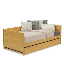 Load image into Gallery viewer, Twin Solid Wood Daybed with Roll Out Trundle Bed Frame in Light Yellow Brown