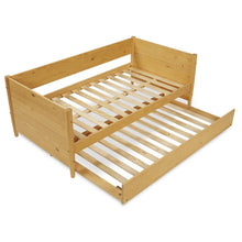 Load image into Gallery viewer, Twin Solid Wood Daybed with Roll Out Trundle Bed Frame in Light Yellow Brown