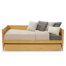Load image into Gallery viewer, Twin Solid Wood Daybed with Roll Out Trundle Bed Frame in Light Yellow Brown