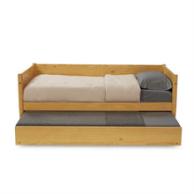 Load image into Gallery viewer, Twin Solid Wood Daybed with Roll Out Trundle Bed Frame in Light Yellow Brown