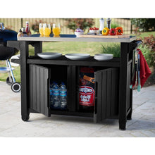 Load image into Gallery viewer, Outdoor Grill Party Bar Serving Cart with Storage in Graphite Grey