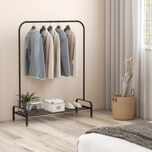 Load image into Gallery viewer, Heavy Duty Metal Garment Rack Clothes Hanging Rod with Bottom Storage Shelf