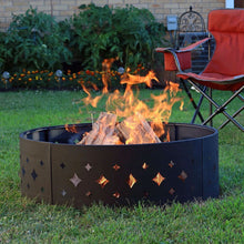 Load image into Gallery viewer, Heavy Duty 36-inch Black Steel Fire Pit Ring with Diamond Pattern
