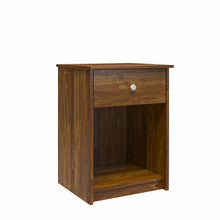 Load image into Gallery viewer, Rusic Brown Oak Farmhouse 1-Drawer Bedroom Nighstand with Open Shelf
