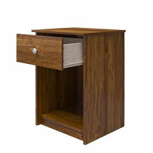 Load image into Gallery viewer, Rusic Brown Oak Farmhouse 1-Drawer Bedroom Nighstand with Open Shelf