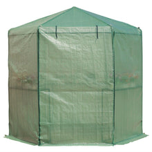 Load image into Gallery viewer, Outdoor Hexagon Greenhouse 6.5 x 7 Ft with Steel Frame PE Cover and Shelves