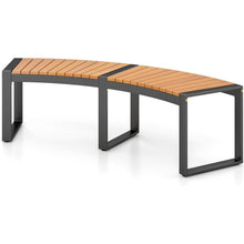 Load image into Gallery viewer, Outdoor Metal Frame Wood Slat Backless Garden Bench with Modern Arch Design