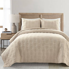 Load image into Gallery viewer, Full/Queen size Lightweight Beige Textured Cotton 3 Piece Quilt Set