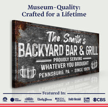 Load image into Gallery viewer, Backyard Bar &amp; Grill Sign XXIII