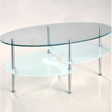 Load image into Gallery viewer, Modern Oval Glass Coffee Table with Chrome Metal Legs