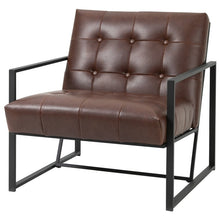 Load image into Gallery viewer, Retro Tufted Faux Leather Metal Frame Accent Chair - Brown