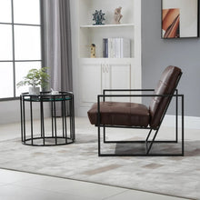 Load image into Gallery viewer, Retro Tufted Faux Leather Metal Frame Accent Chair - Brown