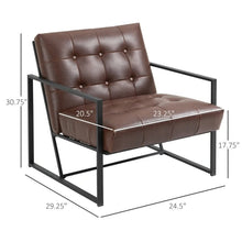 Load image into Gallery viewer, Retro Tufted Faux Leather Metal Frame Accent Chair - Brown