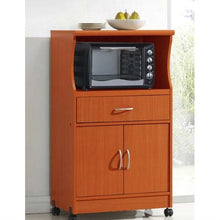 Load image into Gallery viewer, Mahogany Wood Finish Kitchen Cabinet Microwave Cart