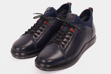 Load image into Gallery viewer, The Hoxton Navy Leather Men  Sneaker Final Sale!