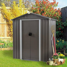 Load image into Gallery viewer, Outdoor Black Grey Galvanized Steel Garbage Trash Can Storage Shed