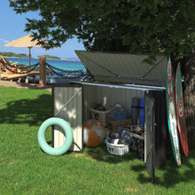 Load image into Gallery viewer, Outdoor Black Grey Galvanized Steel Garbage Trash Can Storage Shed