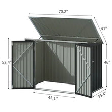 Load image into Gallery viewer, Outdoor Black Grey Galvanized Steel Garbage Trash Can Storage Shed