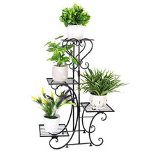 Load image into Gallery viewer, Elegant Black Metal 4-Shelf Plant Stand