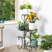 Load image into Gallery viewer, Elegant Black Metal 4-Shelf Plant Stand