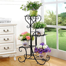 Load image into Gallery viewer, Elegant Black Metal 4-Shelf Plant Stand