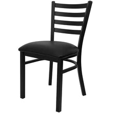 Load image into Gallery viewer, Black Metal Dining Chair with Slatted Back and Vinyl Seat