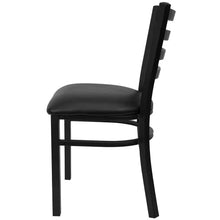 Load image into Gallery viewer, Black Metal Dining Chair with Slatted Back and Vinyl Seat